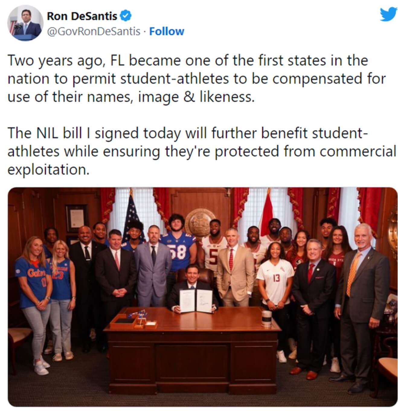Ron Desantis signs NIL Law